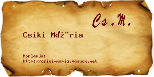 Csiki Mária névjegykártya
